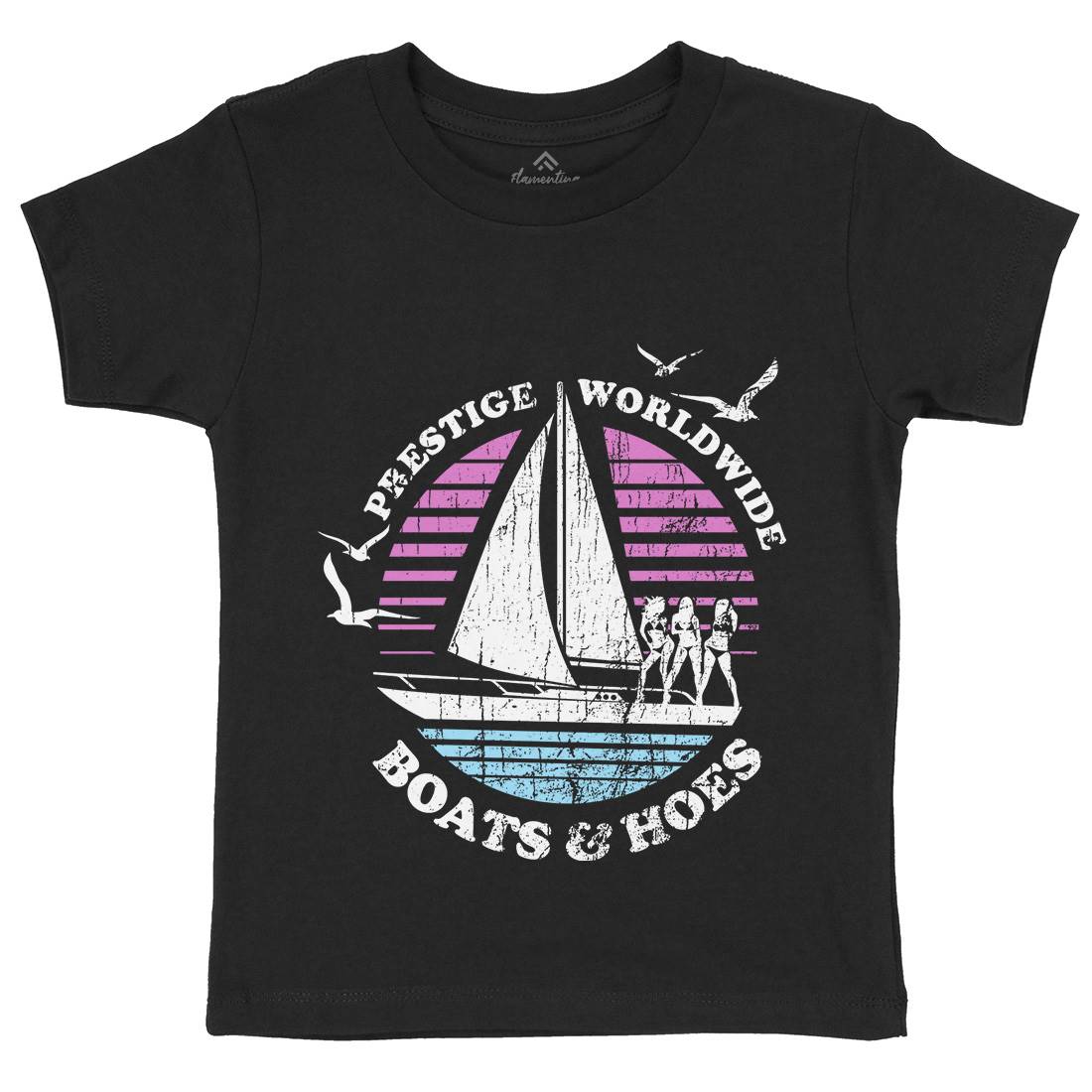 Boats N Hoes Kids Organic Crew Neck T-Shirt Retro D257