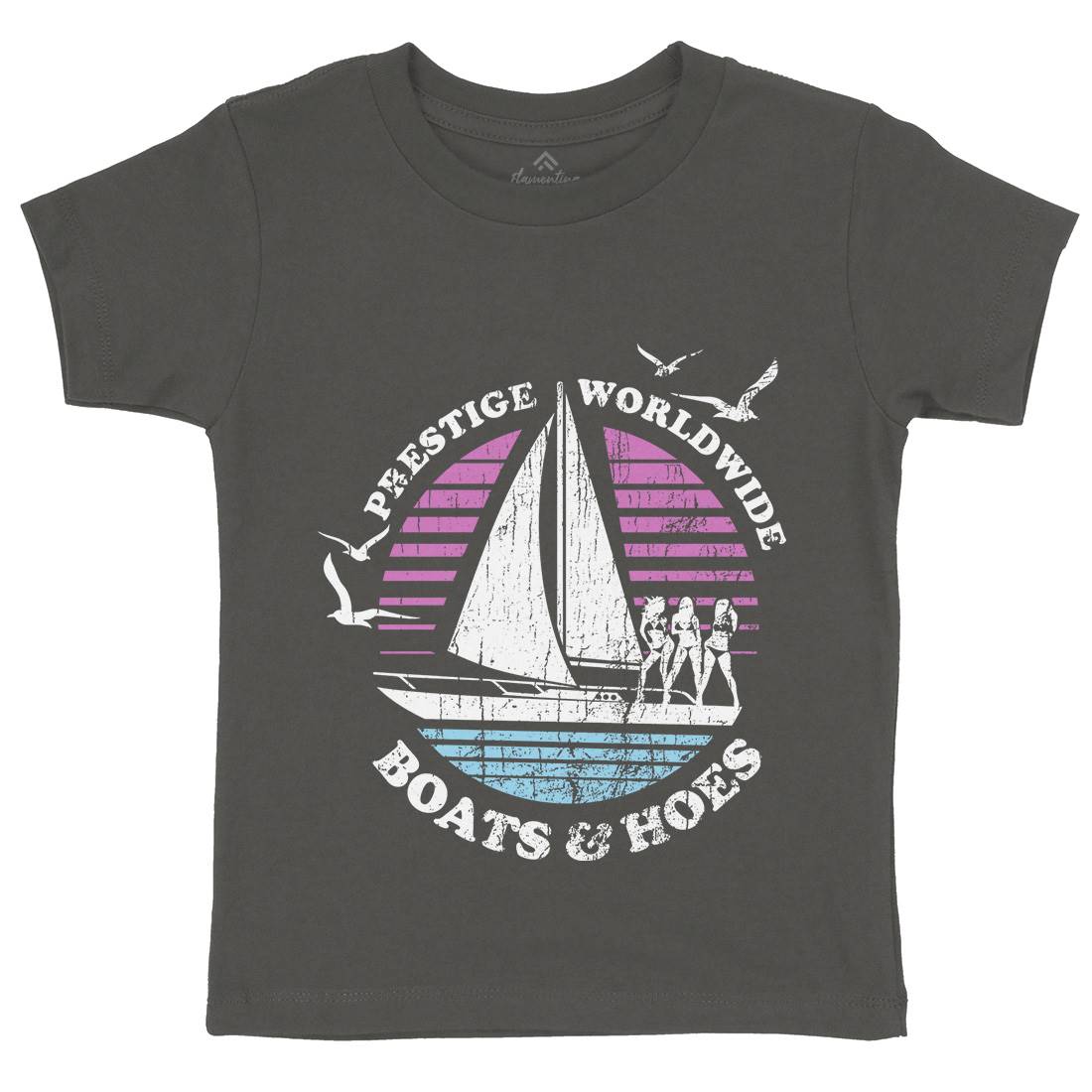 Boats N Hoes Kids Crew Neck T-Shirt Retro D257