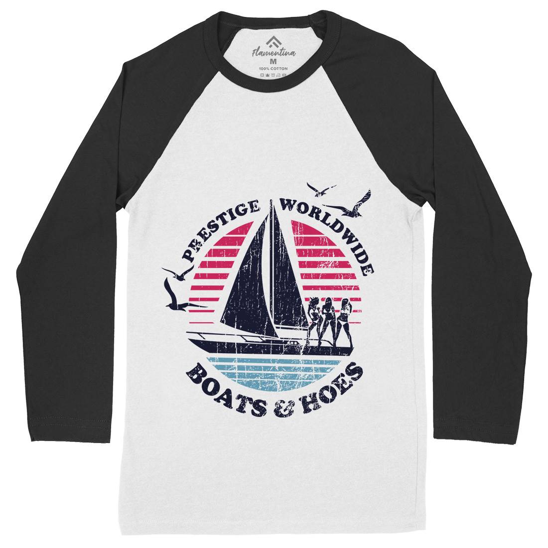 Boats N Hoes Mens Long Sleeve Baseball T-Shirt Retro D257