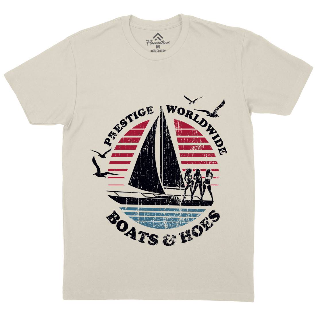 Boats N Hoes Mens Organic Crew Neck T-Shirt Retro D257
