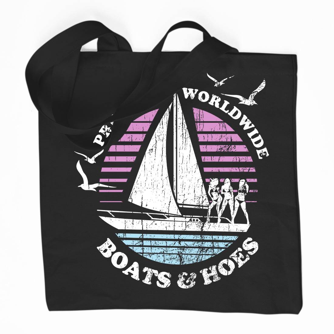 Boats N Hoes Organic Premium Cotton Tote Bag Retro D257