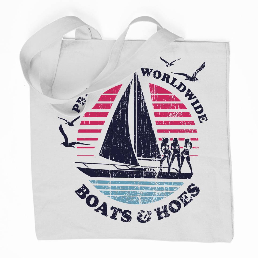 Boats N Hoes Organic Premium Cotton Tote Bag Retro D257