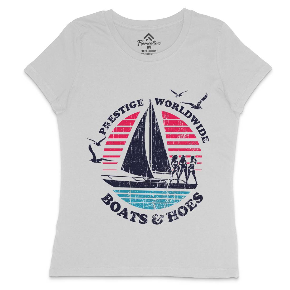 Boats N Hoes Womens Crew Neck T-Shirt Retro D257