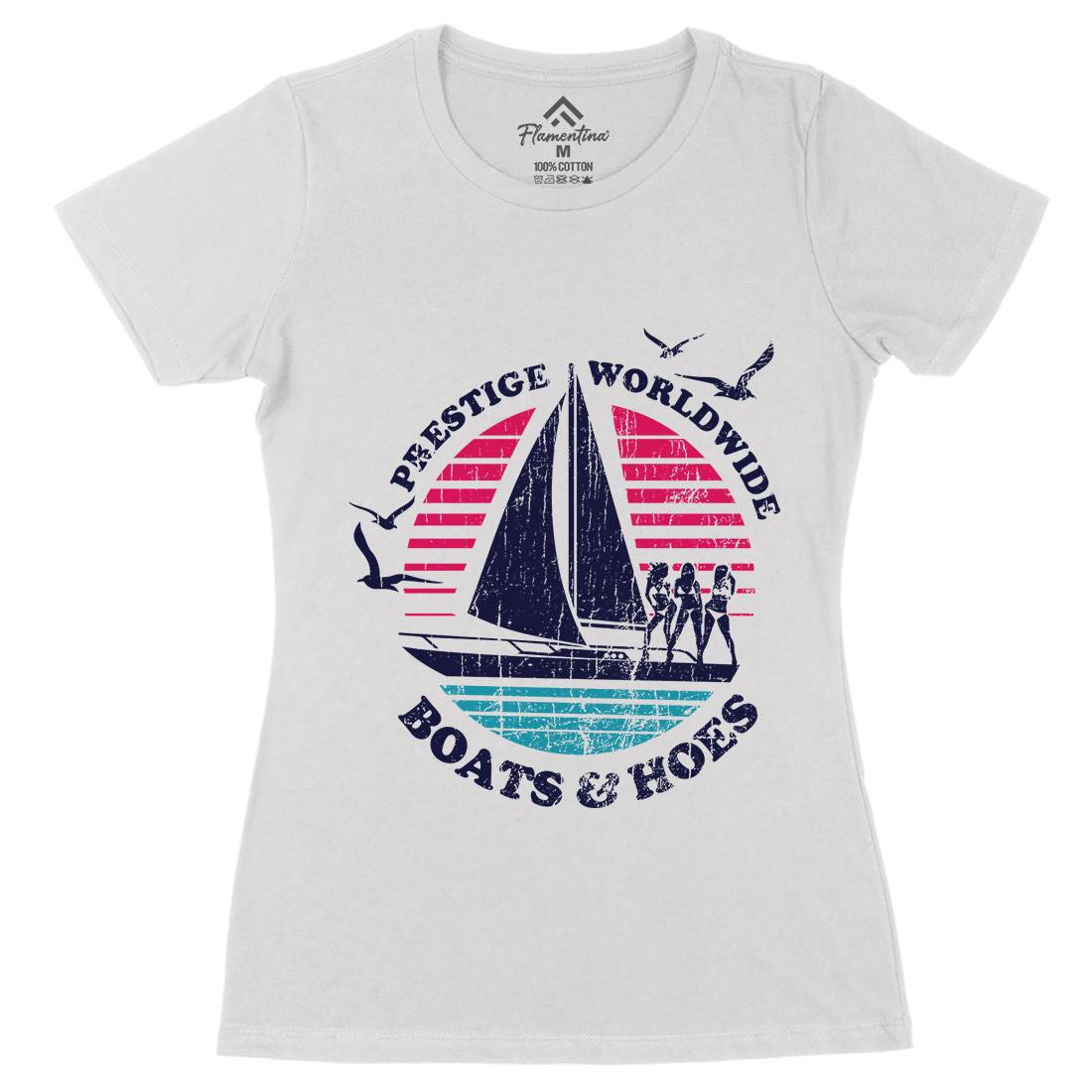 Boats N Hoes Womens Organic Crew Neck T-Shirt Retro D257