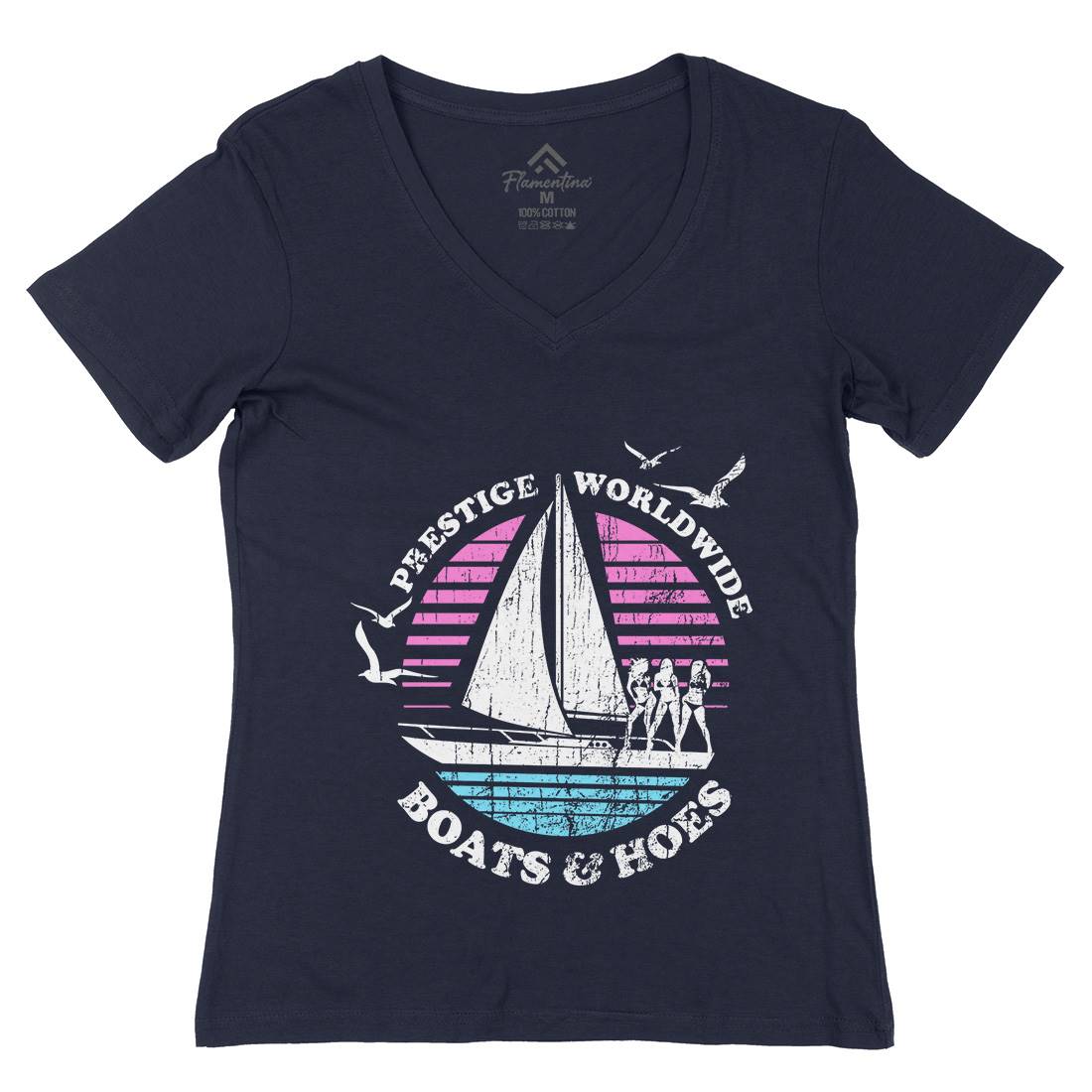 Boats N Hoes Womens Organic V-Neck T-Shirt Retro D257