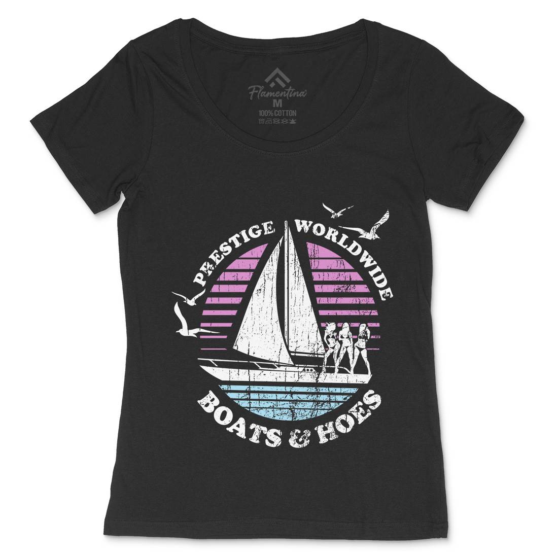 Boats N Hoes Womens Scoop Neck T-Shirt Retro D257