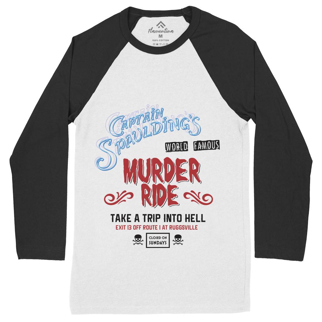 Murder Ride Mens Long Sleeve Baseball T-Shirt Horror D258