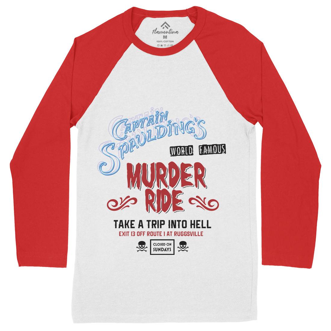Murder Ride Mens Long Sleeve Baseball T-Shirt Horror D258