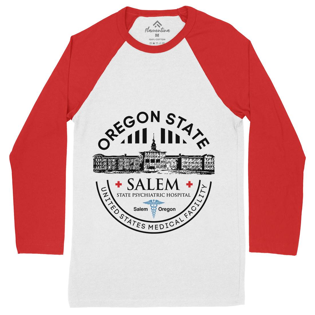 Salem Hospital Mens Long Sleeve Baseball T-Shirt Retro D259