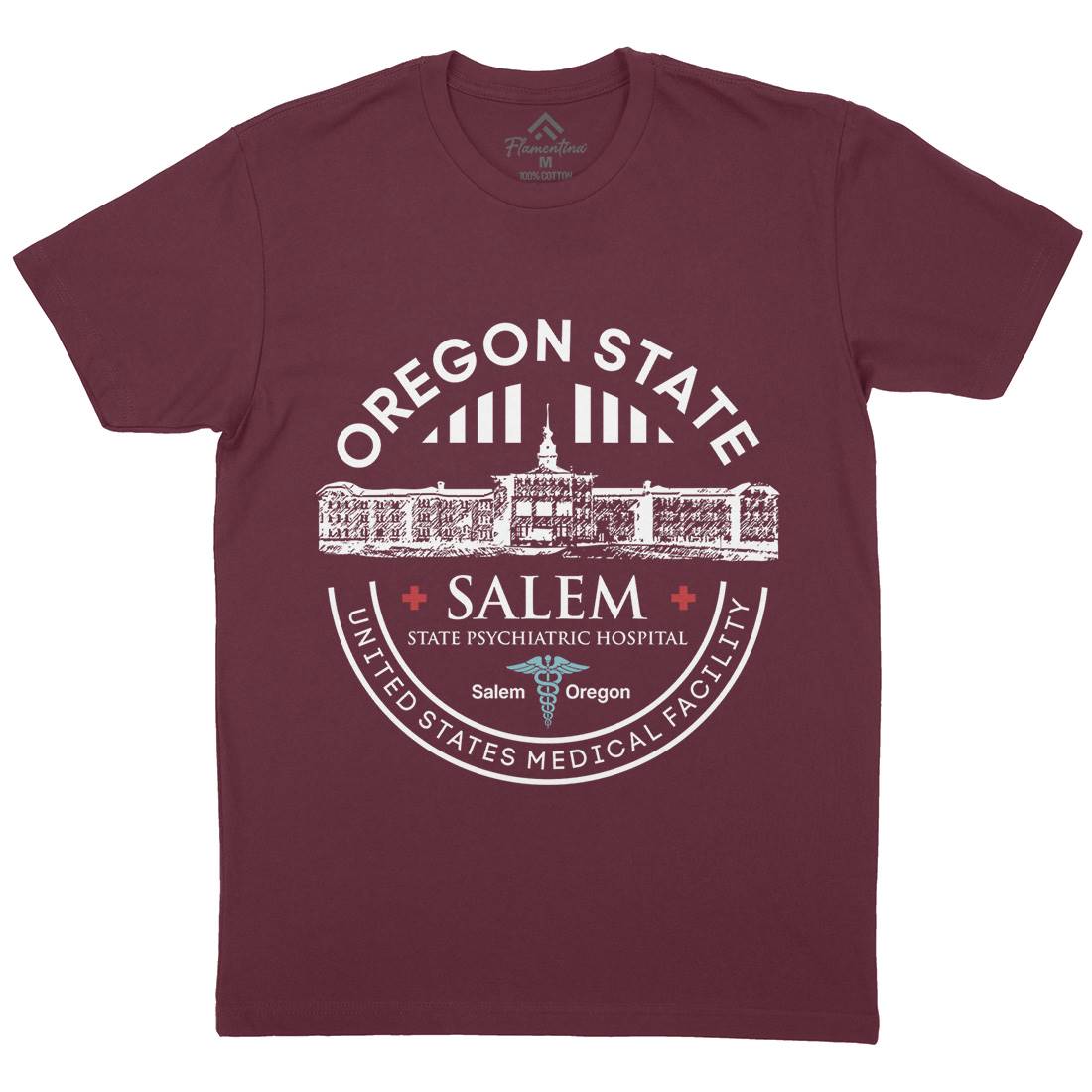 Salem Hospital Mens Organic Crew Neck T-Shirt Retro D259