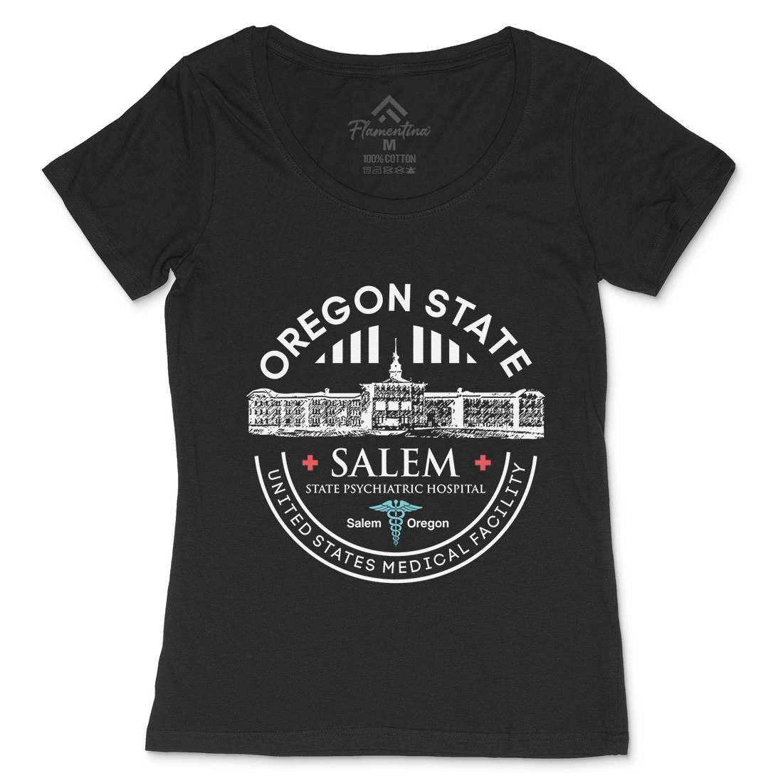 Salem Hospital Womens Scoop Neck T-Shirt Retro D259