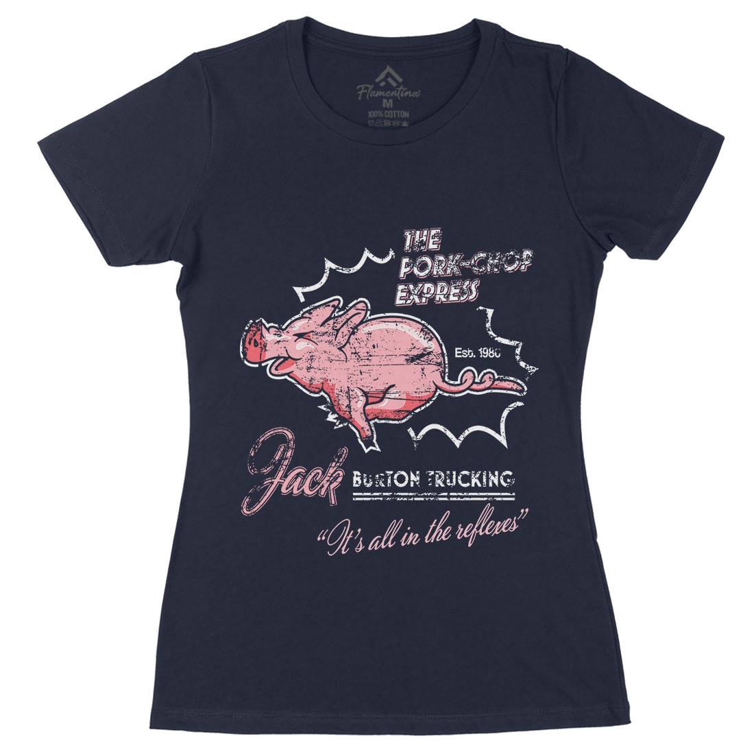 Pork Chop Express Womens Organic Crew Neck T-Shirt Asian D264