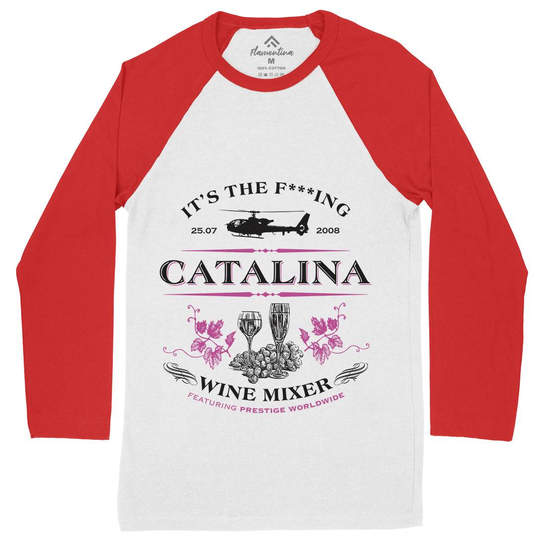 Catalina Wine Mixer Mens Long Sleeve Baseball T-Shirt Retro D265