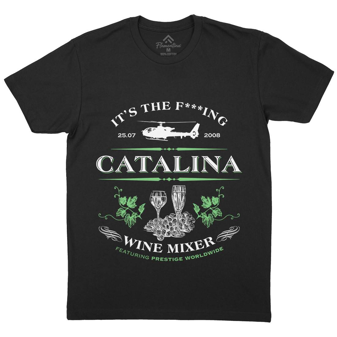 Catalina Wine Mixer Mens Organic Crew Neck T-Shirt Retro D265