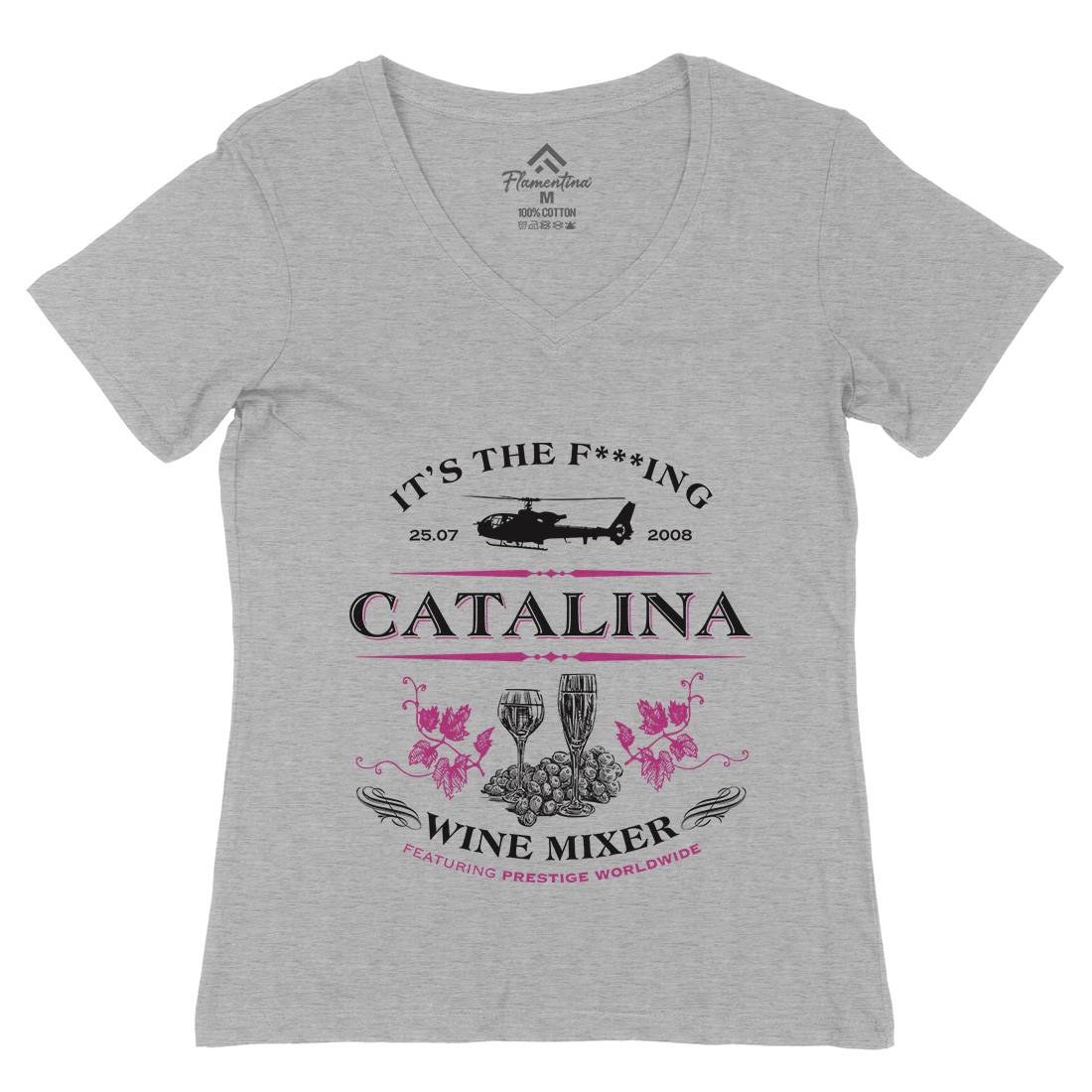 Catalina Wine Mixer Womens Organic V-Neck T-Shirt Retro D265