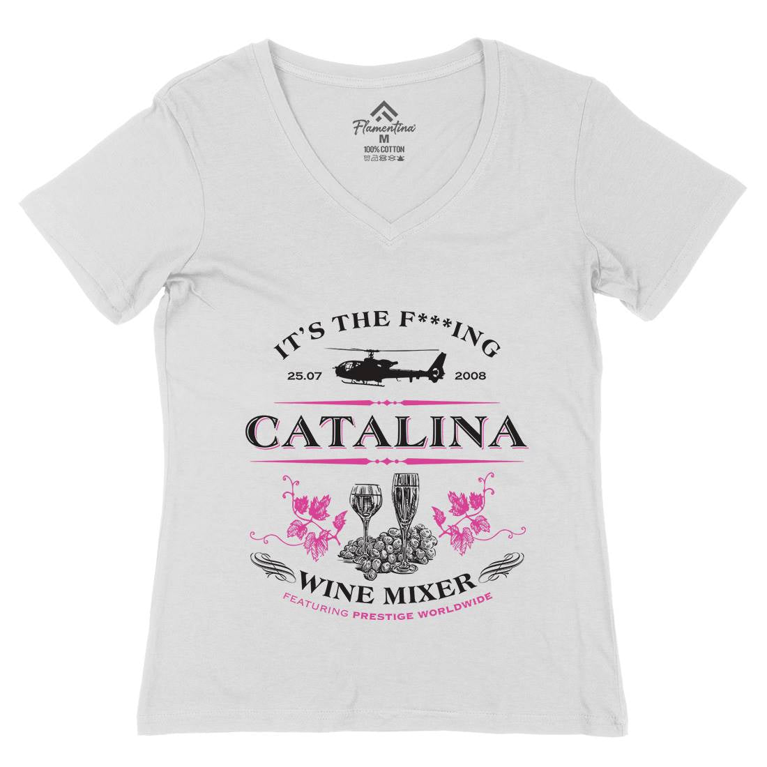 Catalina Wine Mixer Womens Organic V-Neck T-Shirt Retro D265