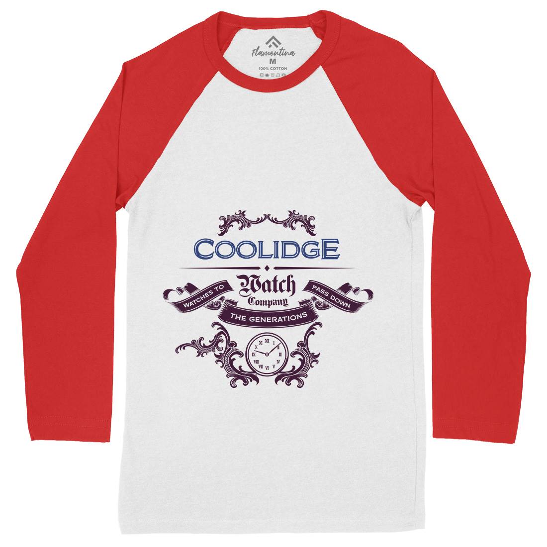 Coolidge Watch Co Mens Long Sleeve Baseball T-Shirt Retro D266