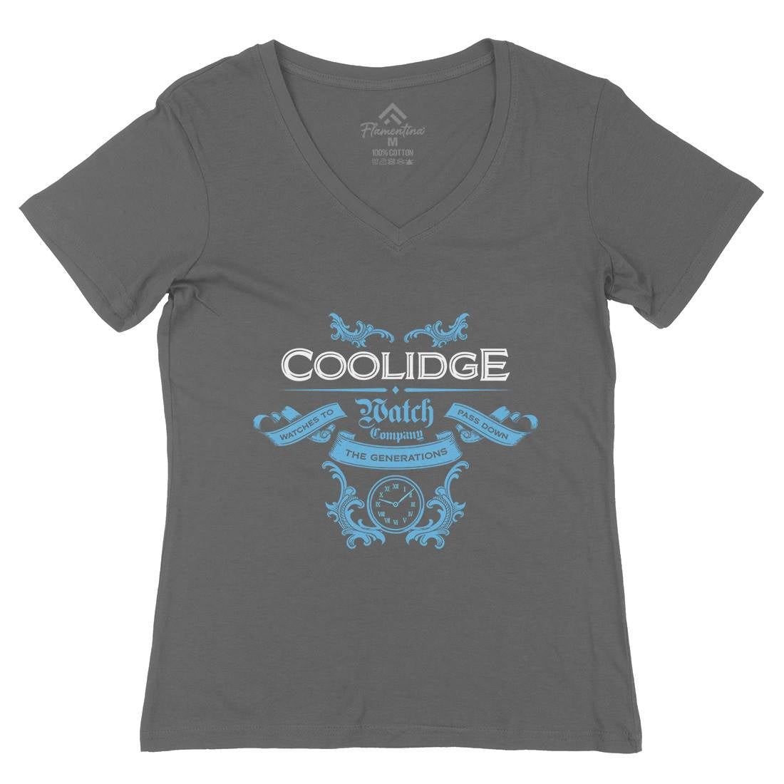 Coolidge Watch Co Womens Organic V-Neck T-Shirt Retro D266