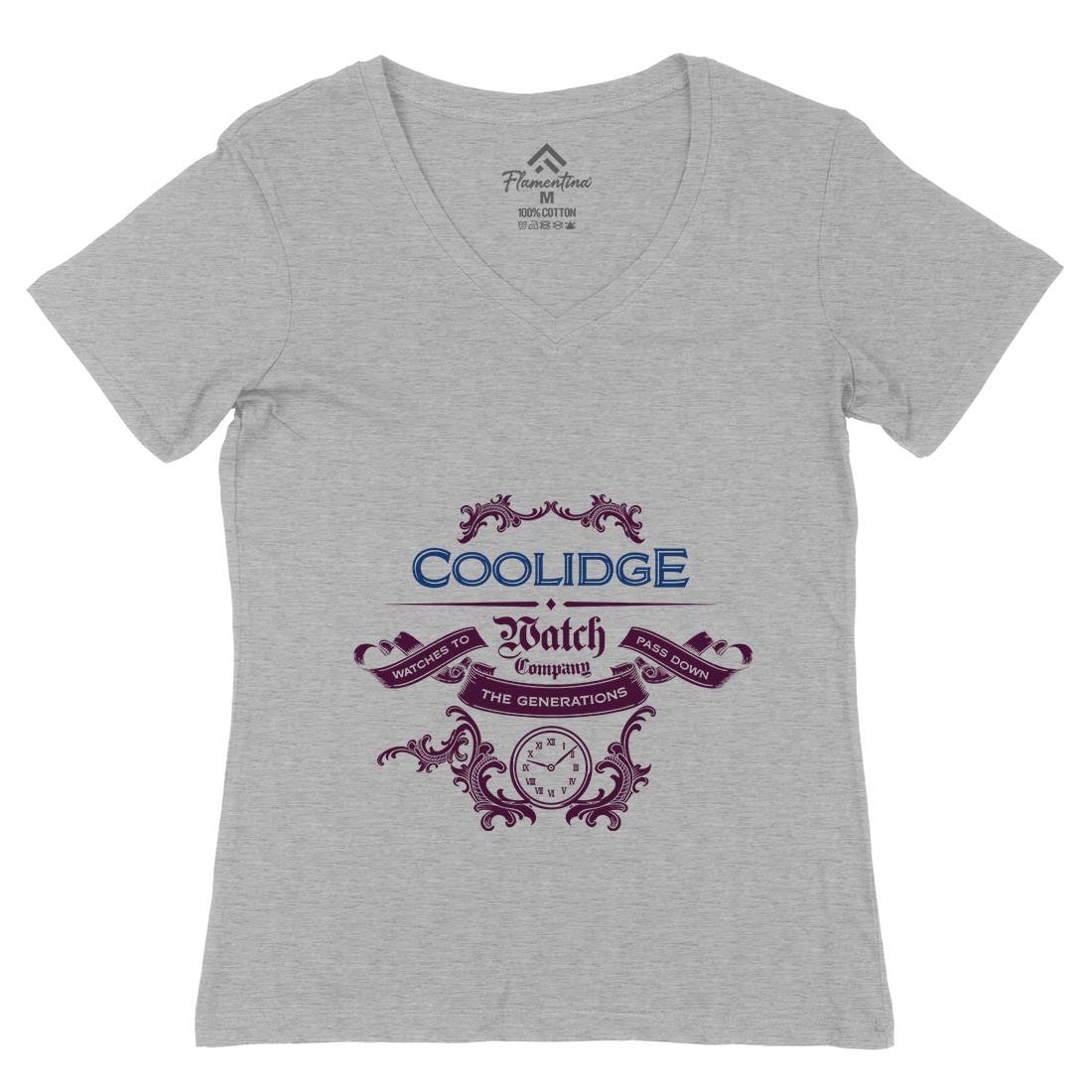 Coolidge Watch Co Womens Organic V-Neck T-Shirt Retro D266
