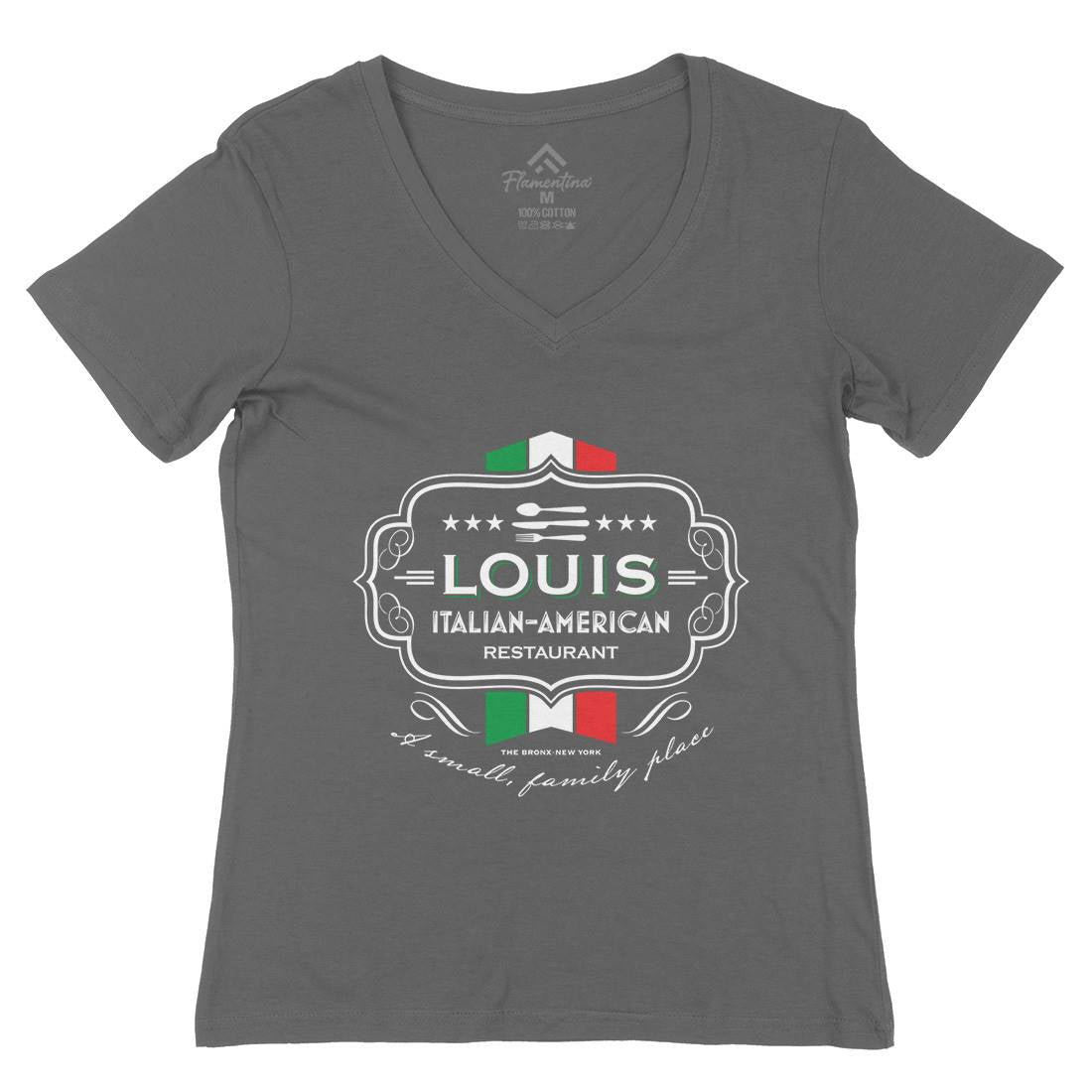 Louis Restaurant Womens Organic V-Neck T-Shirt Food D268