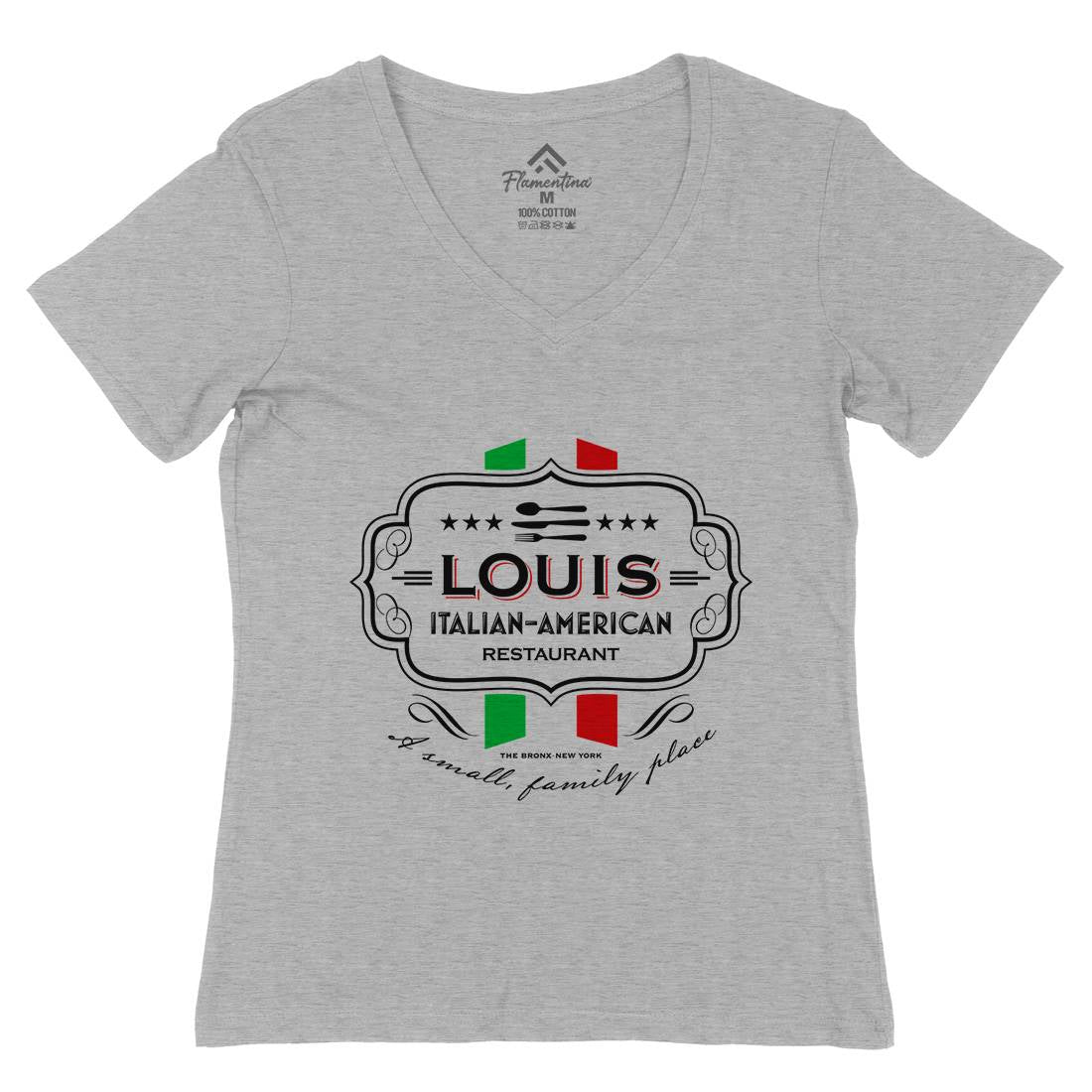 Louis Restaurant Womens Organic V-Neck T-Shirt Food D268