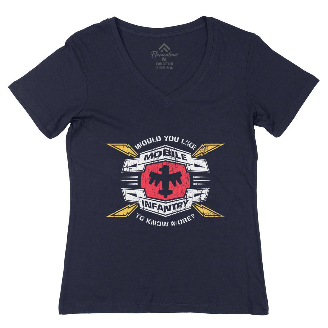 Mobile Infantry Womens Organic V-Neck T-Shirt Army D270
