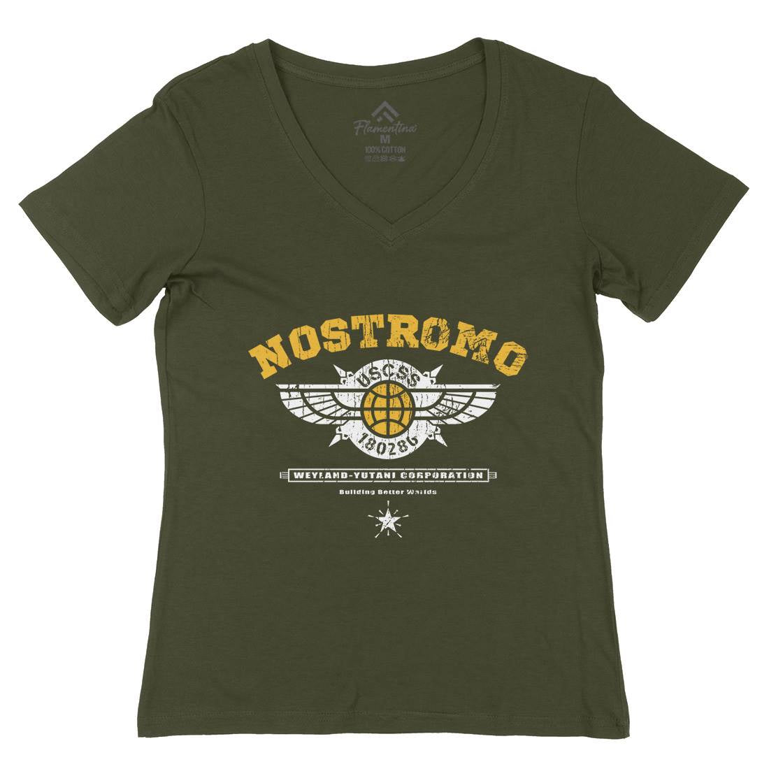 Uscss Nostromo Womens Organic V-Neck T-Shirt Space D271