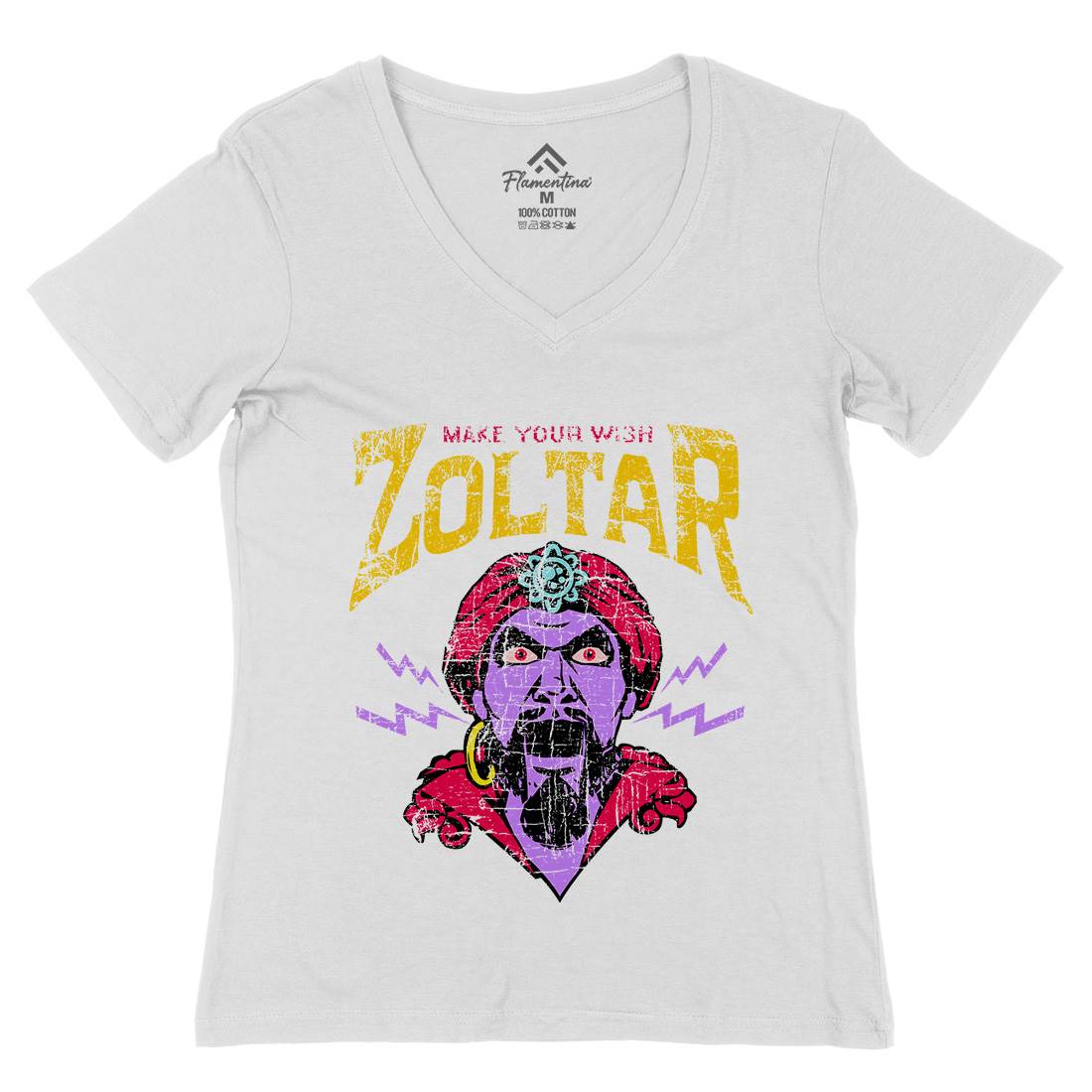 Zoltar Womens Organic V-Neck T-Shirt Retro D272