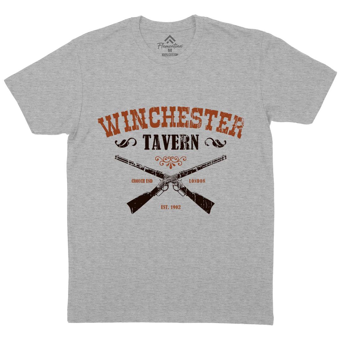 Winchester Tavern Mens Organic Crew Neck T-Shirt Horror D273