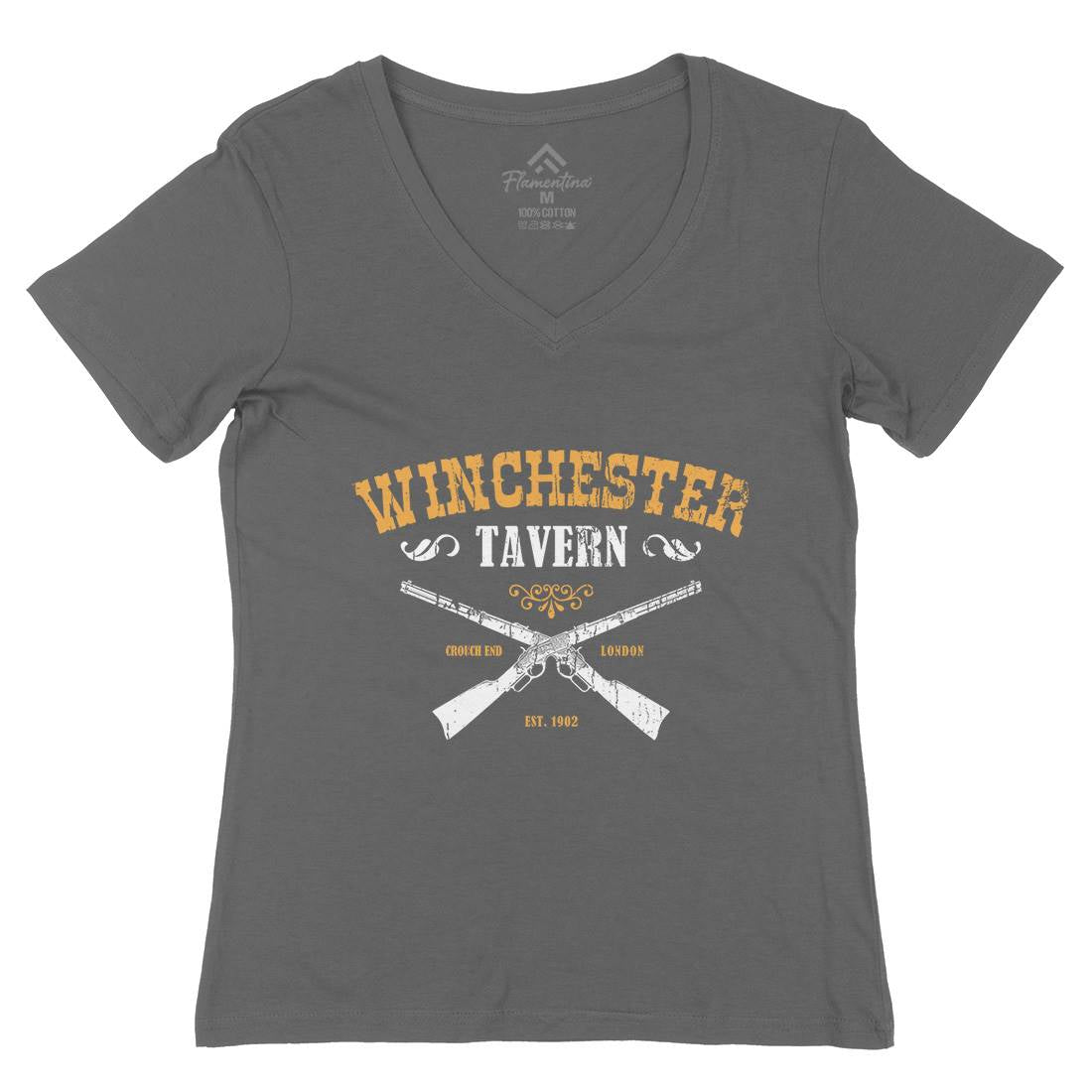 Winchester Tavern Womens Organic V-Neck T-Shirt Horror D273