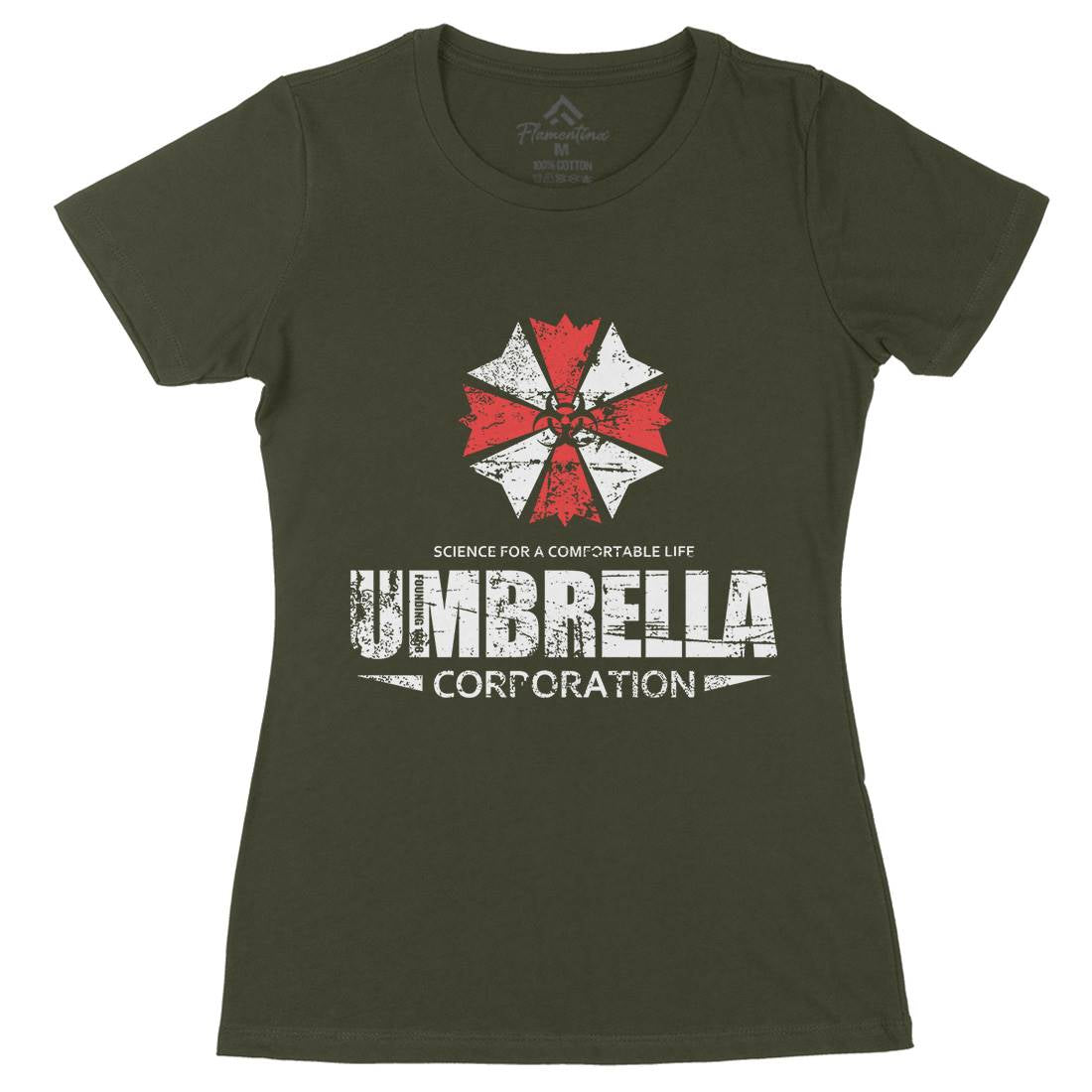 Umbrella Corp Womens Organic Crew Neck T-Shirt Horror D274