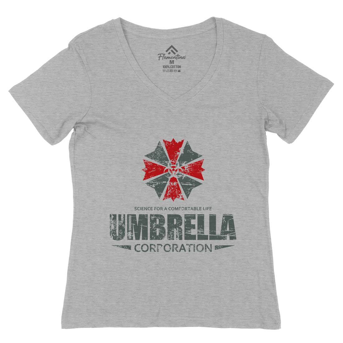 Umbrella Corp Womens Organic V-Neck T-Shirt Horror D274