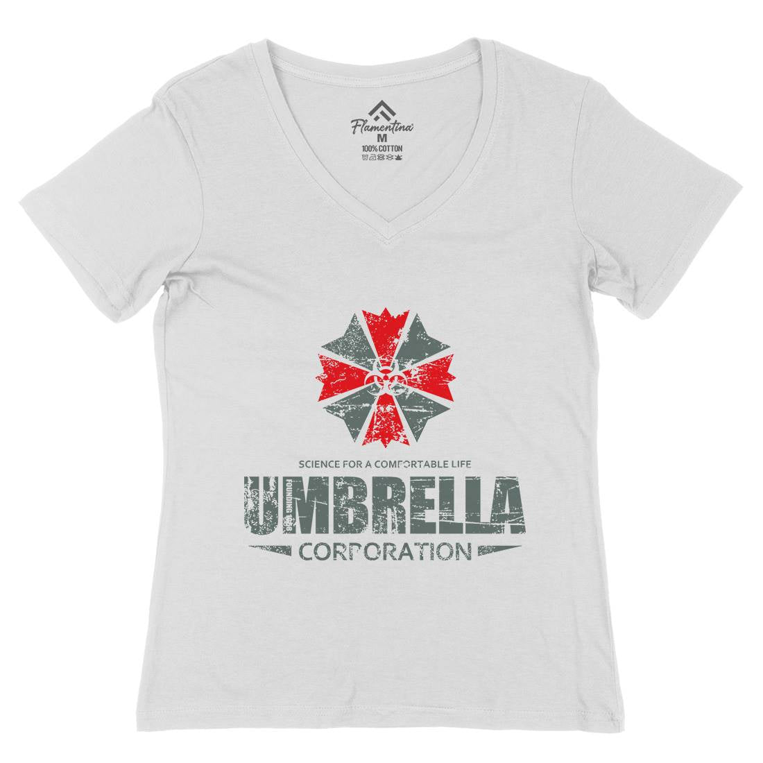 Umbrella Corp Womens Organic V-Neck T-Shirt Horror D274