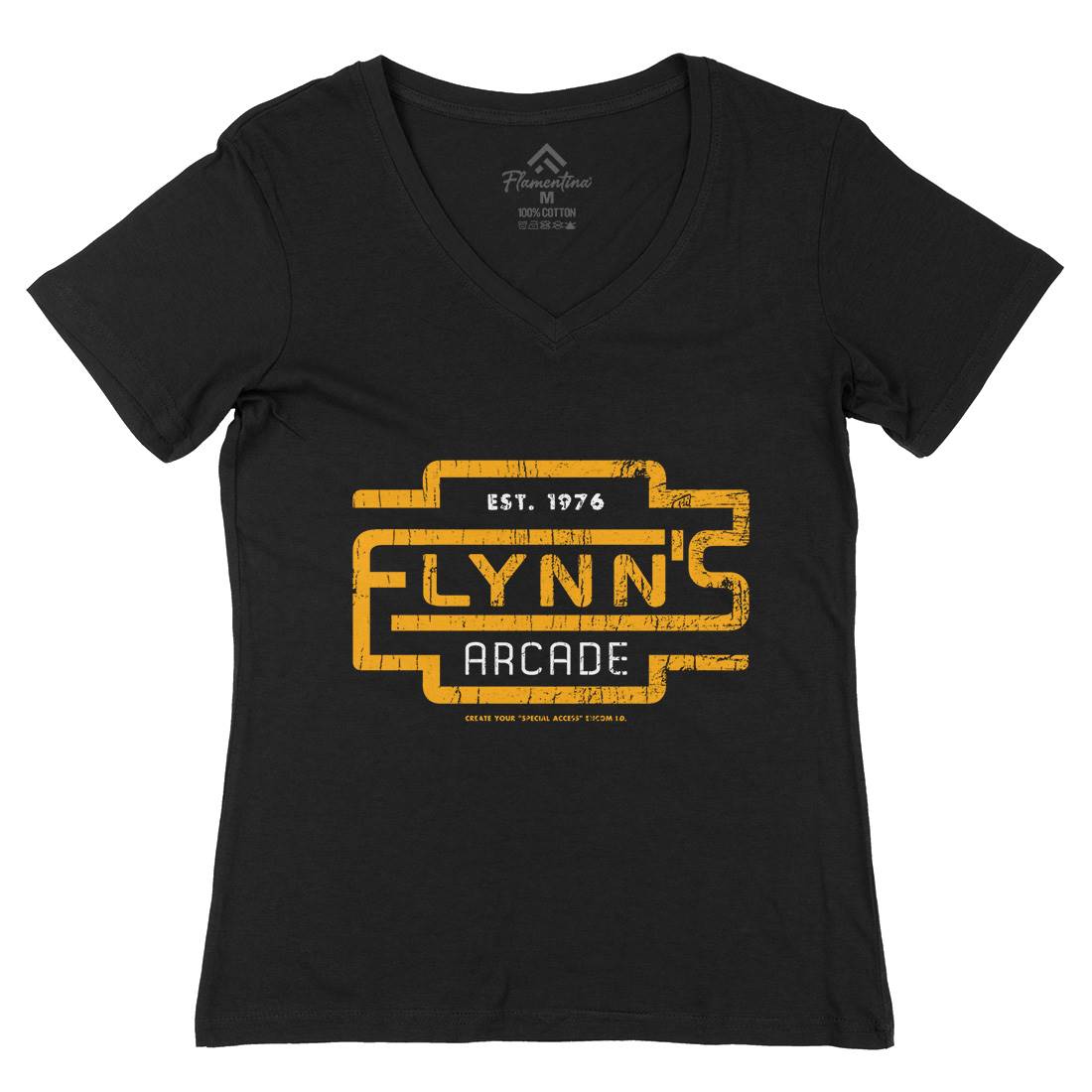 Flynns Arcade Womens Organic V-Neck T-Shirt Space D277