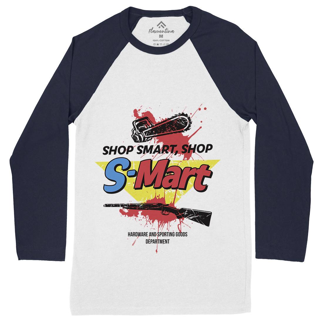 S-Mart Mens Long Sleeve Baseball T-Shirt Horror D281