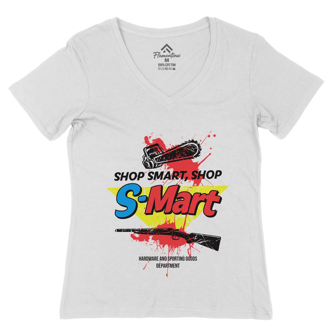 S-Mart Womens Organic V-Neck T-Shirt Horror D281