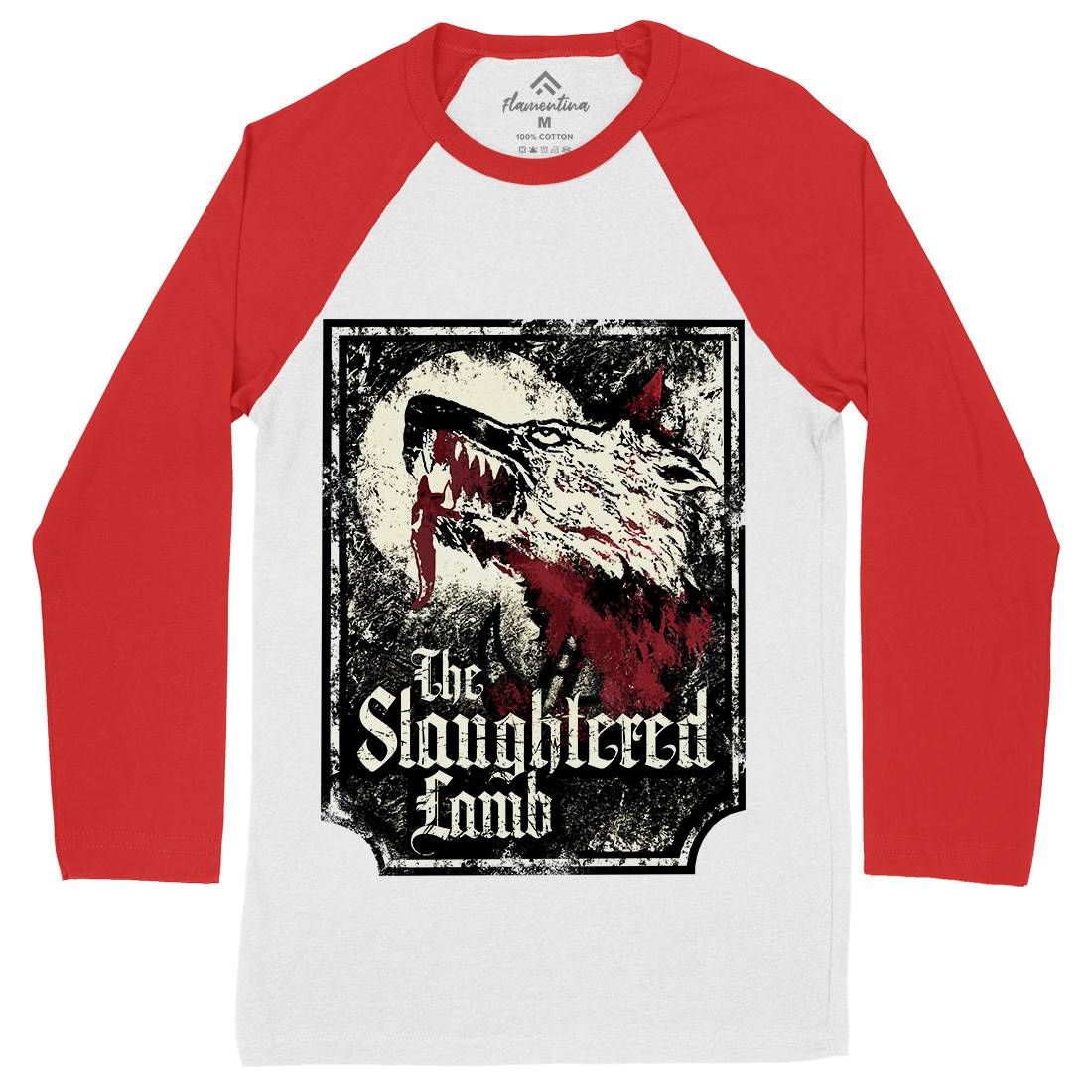 Slaughtered Lamb Mens Long Sleeve Baseball T-Shirt Horror D282