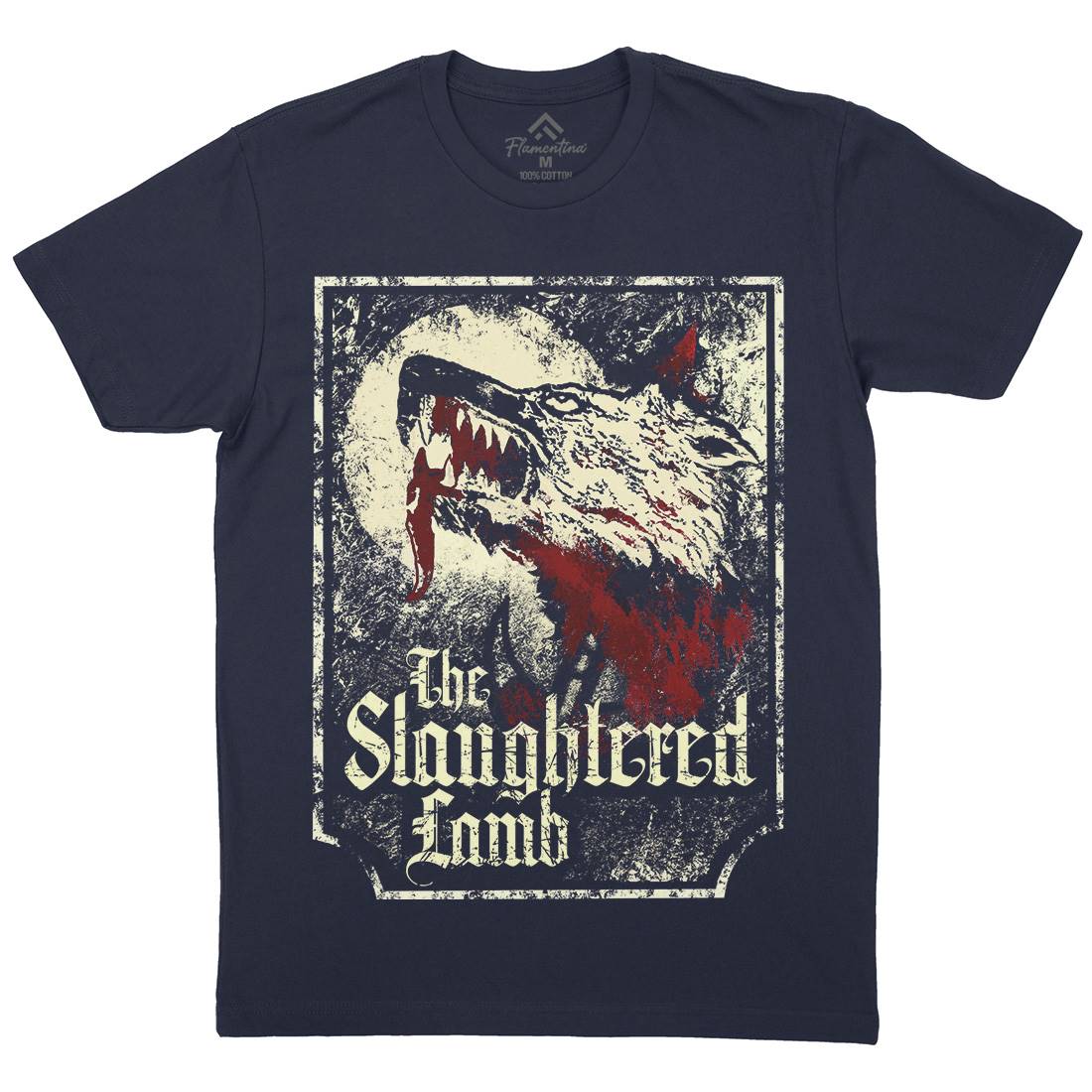 Slaughtered Lamb Mens Organic Crew Neck T-Shirt Horror D282