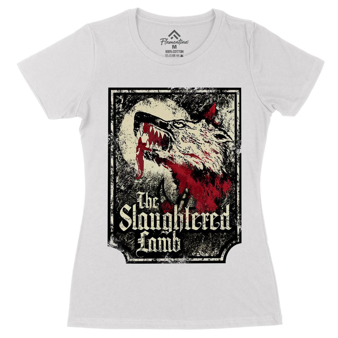 Slaughtered Lamb Womens Organic Crew Neck T-Shirt Horror D282