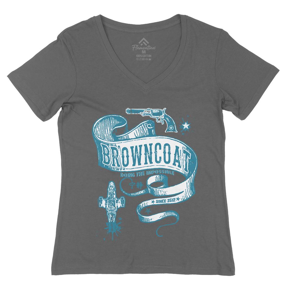 Browncoat Womens Organic V-Neck T-Shirt Space D283