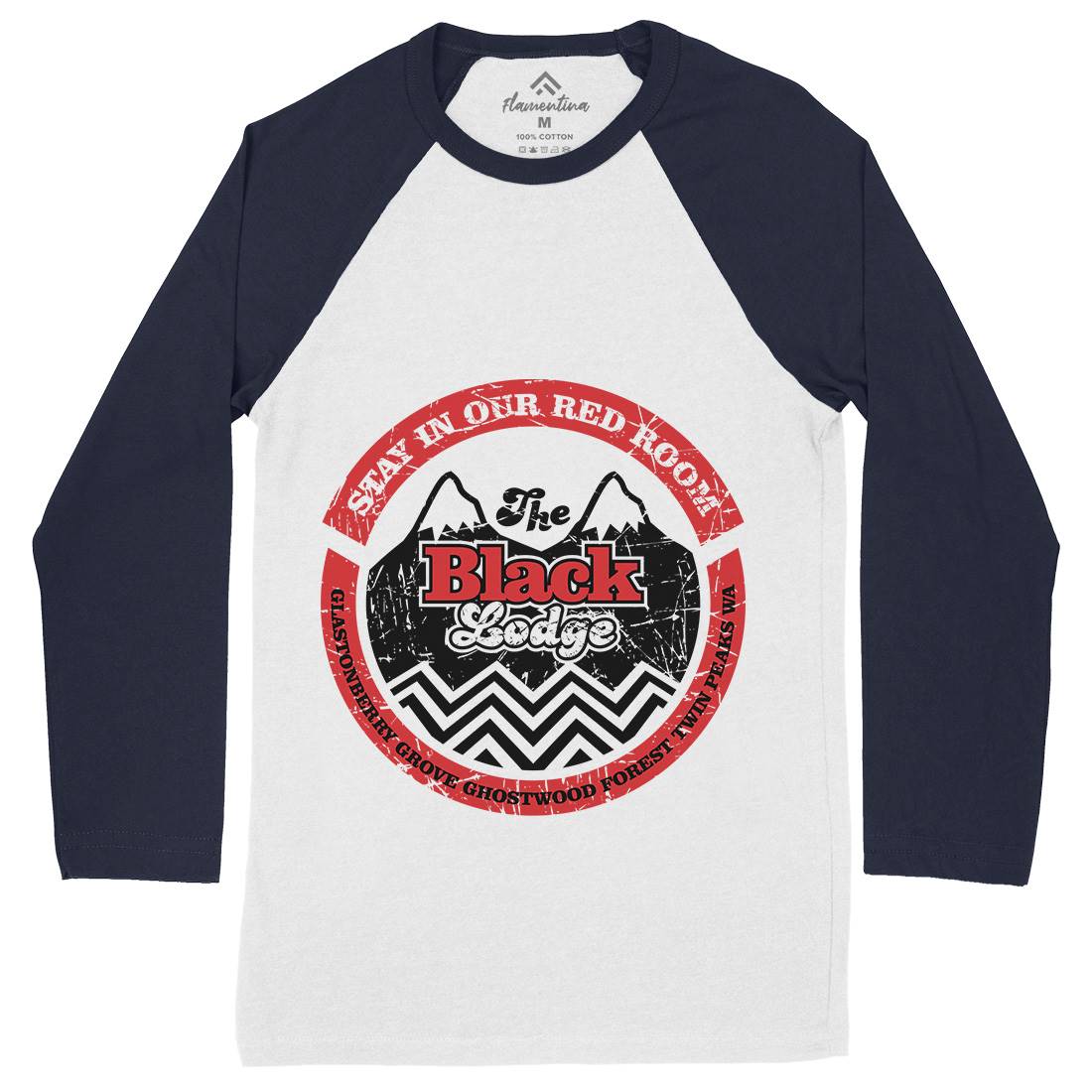 Black Lodge Mens Long Sleeve Baseball T-Shirt Horror D284