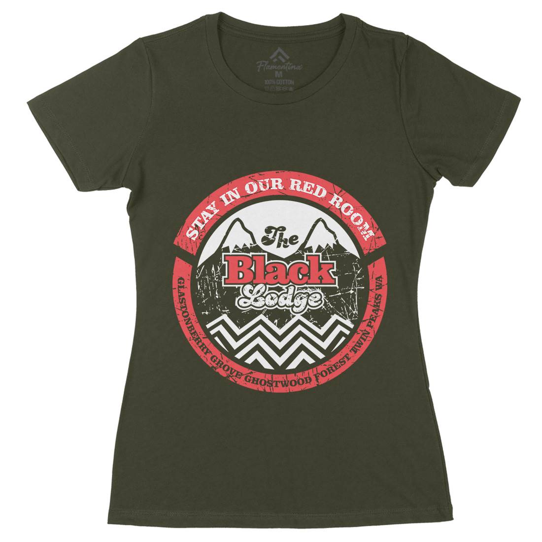 Black Lodge Womens Organic Crew Neck T-Shirt Horror D284
