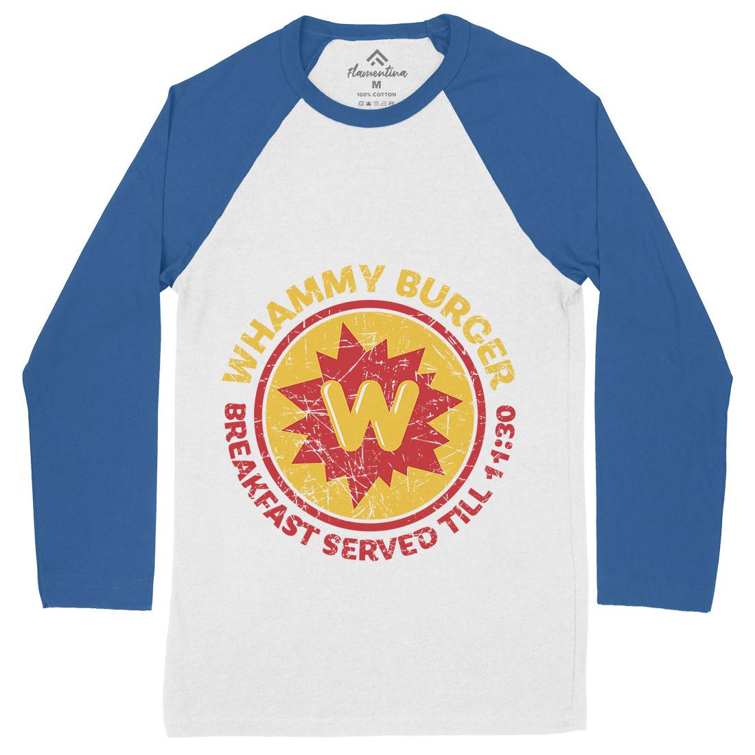 Whammy Burger Mens Long Sleeve Baseball T-Shirt Food D286