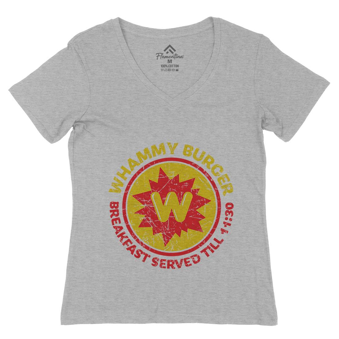 Whammy Burger Womens Organic V-Neck T-Shirt Food D286