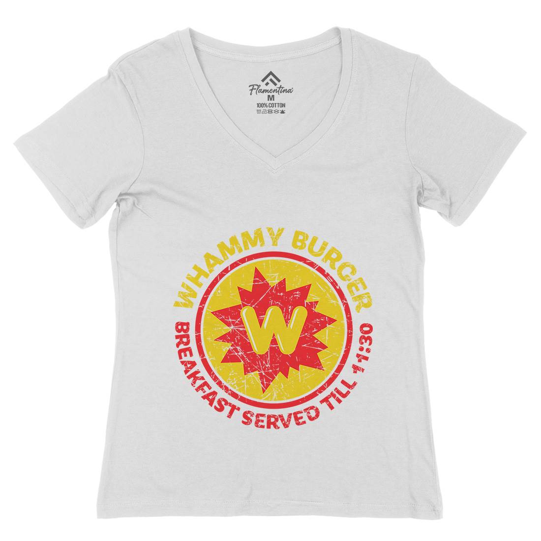 Whammy Burger Womens Organic V-Neck T-Shirt Food D286
