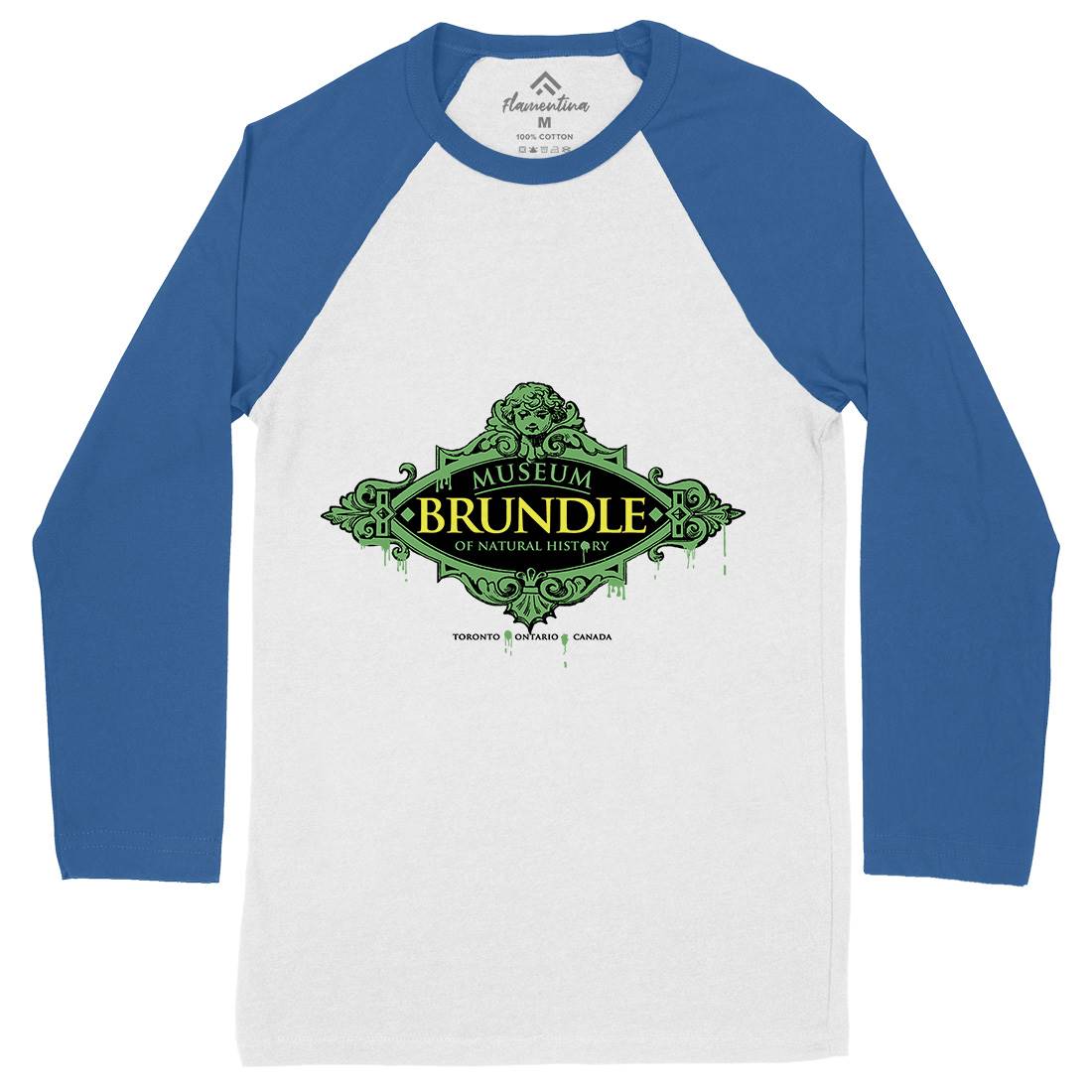 Brundle Museum Mens Long Sleeve Baseball T-Shirt Horror D288