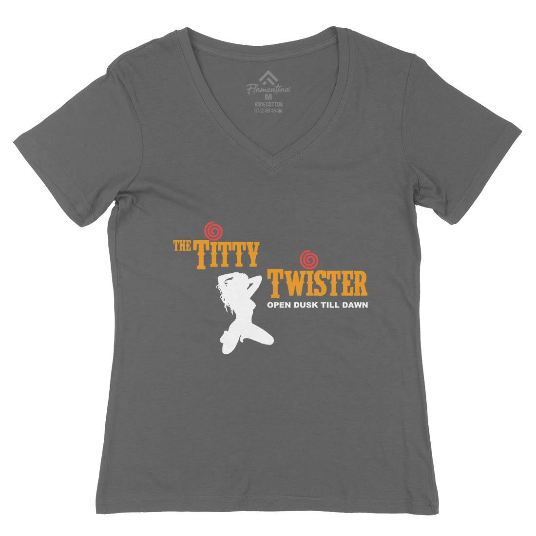 Titty Twister Womens Organic V-Neck T-Shirt Horror D289