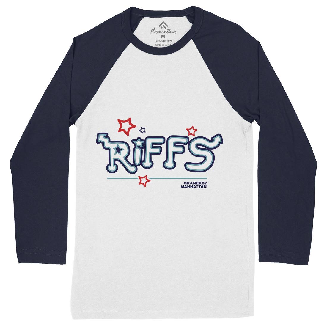 Riffs Mens Long Sleeve Baseball T-Shirt Retro D290