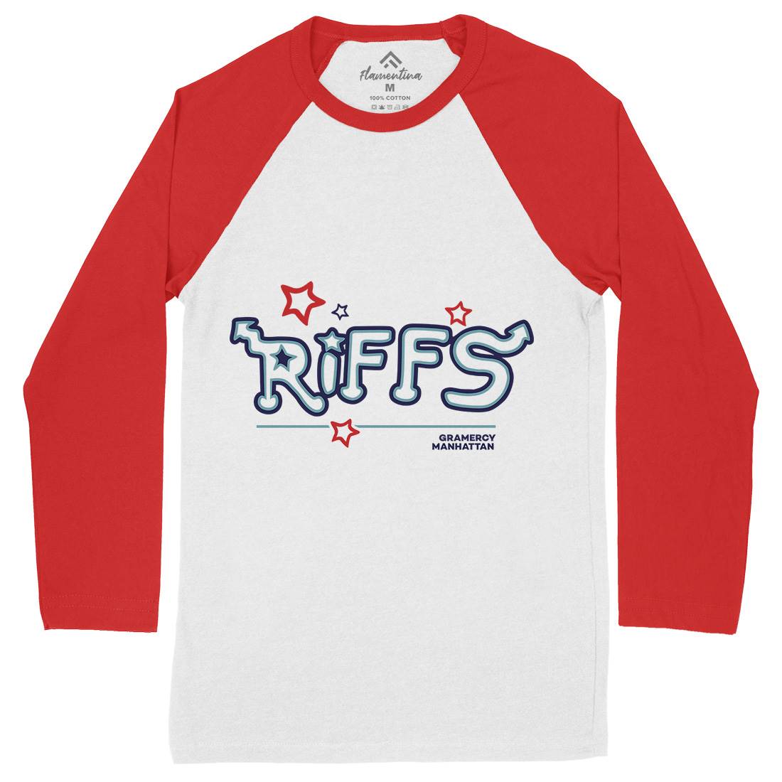 Riffs Mens Long Sleeve Baseball T-Shirt Retro D290