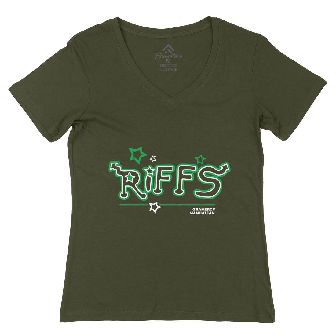 Riffs Womens Organic V-Neck T-Shirt Retro D290